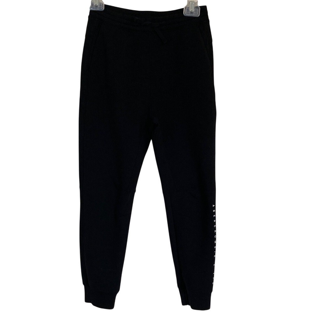 Abercrombie Kids Black 4 Way Stretch Wicking‎ Jogger Sweatpants Size 11/12 Logo